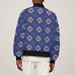 Indigo Diamond African Ankara Pattern Sleeve Zip Bomber Jacket