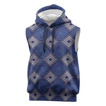 Indigo Diamond African Ankara Pattern Sleeveless Hoodie