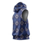 Indigo Diamond African Ankara Pattern Sleeveless Hoodie