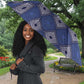 Indigo Diamond African Ankara Pattern Umbrella