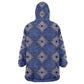 Indigo Diamond African Ankara Pattern Wearable Blanket Hoodie