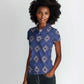 Indigo Diamond African Ankara Pattern Women Polo Shirt