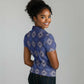 Indigo Diamond African Ankara Pattern Women Polo Shirt