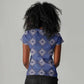Indigo Diamond African Ankara Pattern Women V-Neck T-Shirt