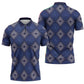 Indigo Diamond African Ankara Pattern Zipper Polo Shirt