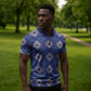 Indigo Diamond African Ankara Pattern Zipper Polo Shirt