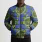 Emerald Turtle African Ankara Pattern Bomber Puffer Jacket
