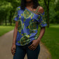Emerald Turtle African Ankara Pattern Cross Shoulder Shirt