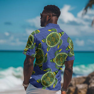 Emerald Turtle African Ankara Pattern Hawaiian Shirt