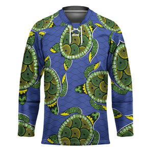 Emerald Turtle African Ankara Pattern Hockey Jersey