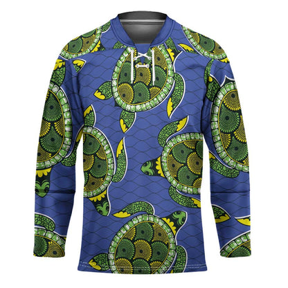 Emerald Turtle African Ankara Pattern Hockey Jersey