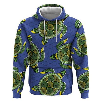 Emerald Turtle African Ankara Pattern Hoodie