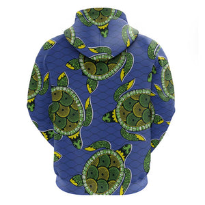 Emerald Turtle African Ankara Pattern Hoodie