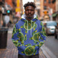 Emerald Turtle African Ankara Pattern Hoodie