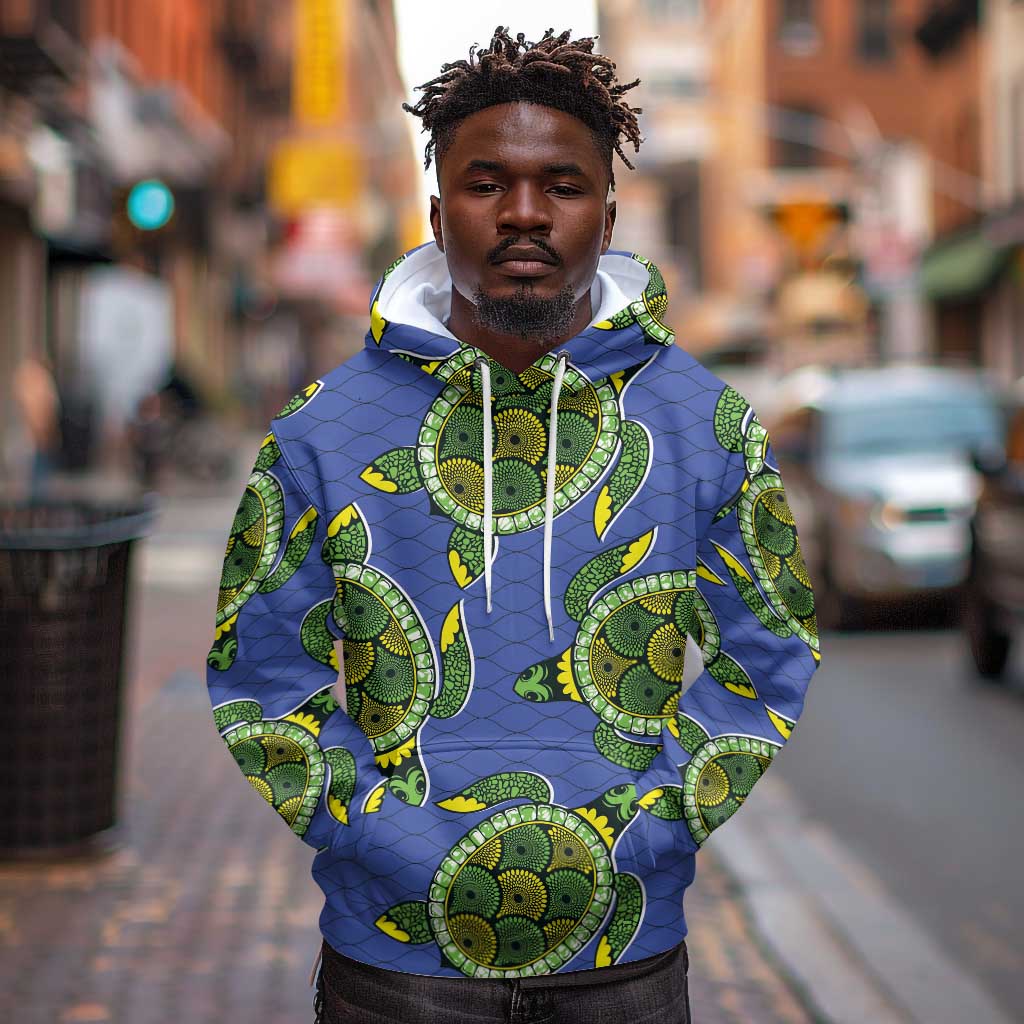 Emerald Turtle African Ankara Pattern Hoodie
