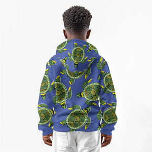 Emerald Turtle African Ankara Pattern Kid Hoodie