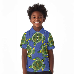 Emerald Turtle African Ankara Pattern Kid Polo Shirt
