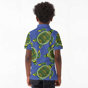 Emerald Turtle African Ankara Pattern Kid Polo Shirt