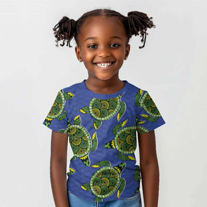 Emerald Turtle African Ankara Pattern Kid T shirt