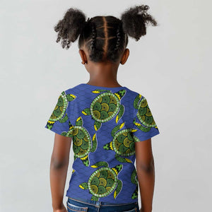 Emerald Turtle African Ankara Pattern Kid T shirt