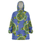 Emerald Turtle African Ankara Pattern Kid Wearable Blanket Hoodie