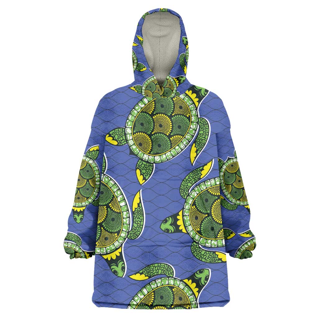 Emerald Turtle African Ankara Pattern Kid Wearable Blanket Hoodie