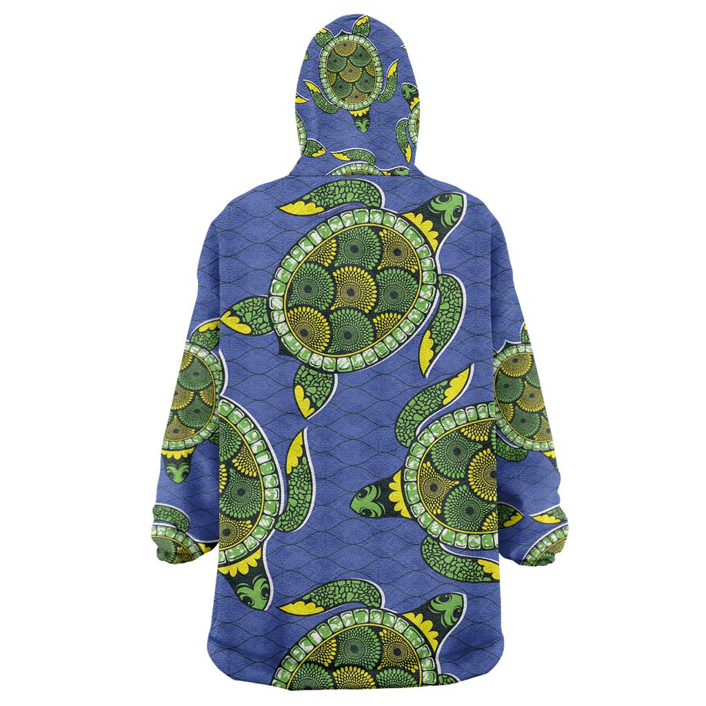 Emerald Turtle African Ankara Pattern Kid Wearable Blanket Hoodie