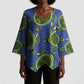 Emerald Turtle African Ankara Pattern Kimono Sleeve Blouse