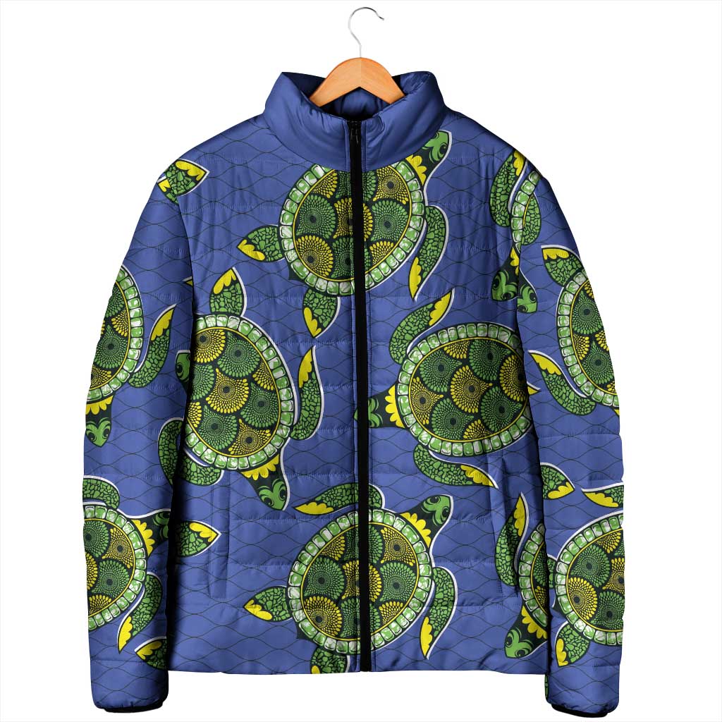 Emerald Turtle African Ankara Pattern Padded Jacket