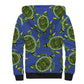 Emerald Turtle African Ankara Pattern Sherpa Hoodie