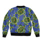Emerald Turtle African Ankara Pattern Sleeve Zip Bomber Jacket