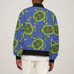 Emerald Turtle African Ankara Pattern Sleeve Zip Bomber Jacket