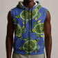Emerald Turtle African Ankara Pattern Sleeveless Zip Hoodie
