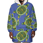 Emerald Turtle African Ankara Pattern Wearable Blanket Hoodie