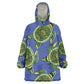 Emerald Turtle African Ankara Pattern Wearable Blanket Hoodie