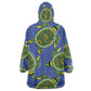 Emerald Turtle African Ankara Pattern Wearable Blanket Hoodie