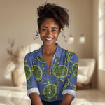 Emerald Turtle African Ankara Pattern Women Casual Shirt