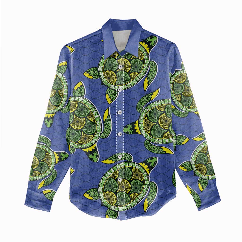 Emerald Turtle African Ankara Pattern Women Casual Shirt