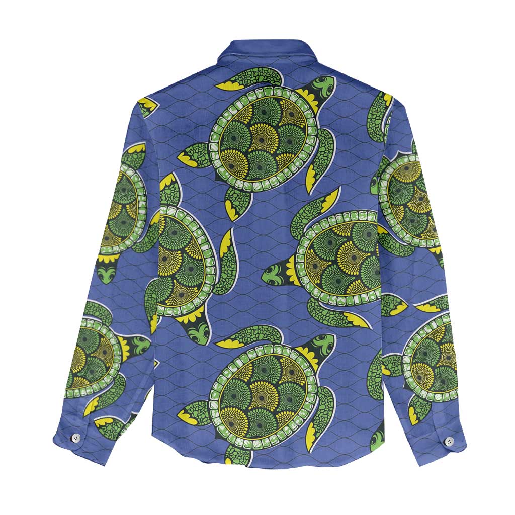 Emerald Turtle African Ankara Pattern Women Casual Shirt