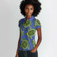 Emerald Turtle African Ankara Pattern Women Polo Shirt