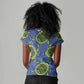 Emerald Turtle African Ankara Pattern Women V-Neck T-Shirt