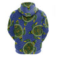 Emerald Turtle African Ankara Pattern Zip Hoodie