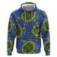 Emerald Turtle African Ankara Pattern Zip Hoodie