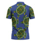 Emerald Turtle African Ankara Pattern Zipper Polo Shirt