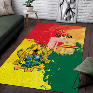 Ghana Republic Day Area Rug Black Star Square - Grunge Style