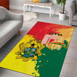 Ghana Republic Day Area Rug Black Star Square - Grunge Style