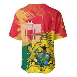 Personalized Ghana Republic Day Baseball Jersey Black Star Square - Grunge Style