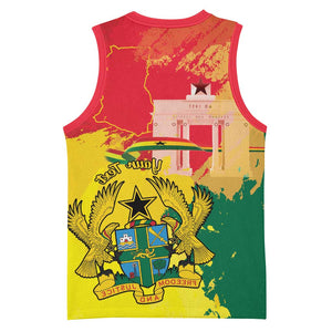 Personalized Ghana Republic Day Basketball Jersey Black Star Square - Grunge Style - African Pride
