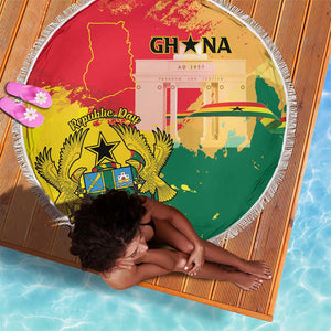 Ghana Republic Day Beach Blanket Black Star Square - Grunge Style