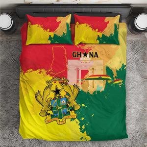 Ghana Republic Day Bedding Set Black Star Square - Grunge Style